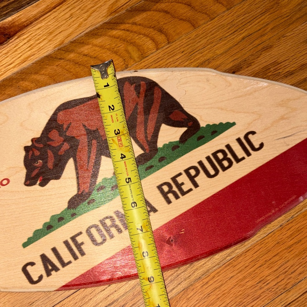 California Republic surfboard shape Sign 20 by 9 hanging decor/ wall prop - Picture 3 of 8